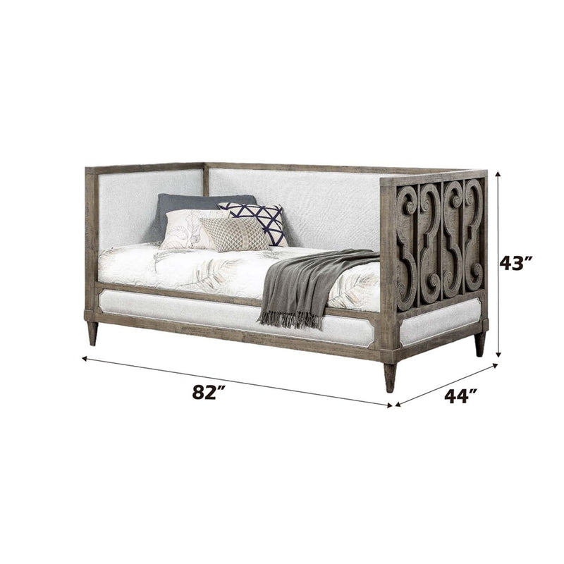 Artesia Daybed (Twin), Tan Fabric & Salvaged Natural Finish Acme