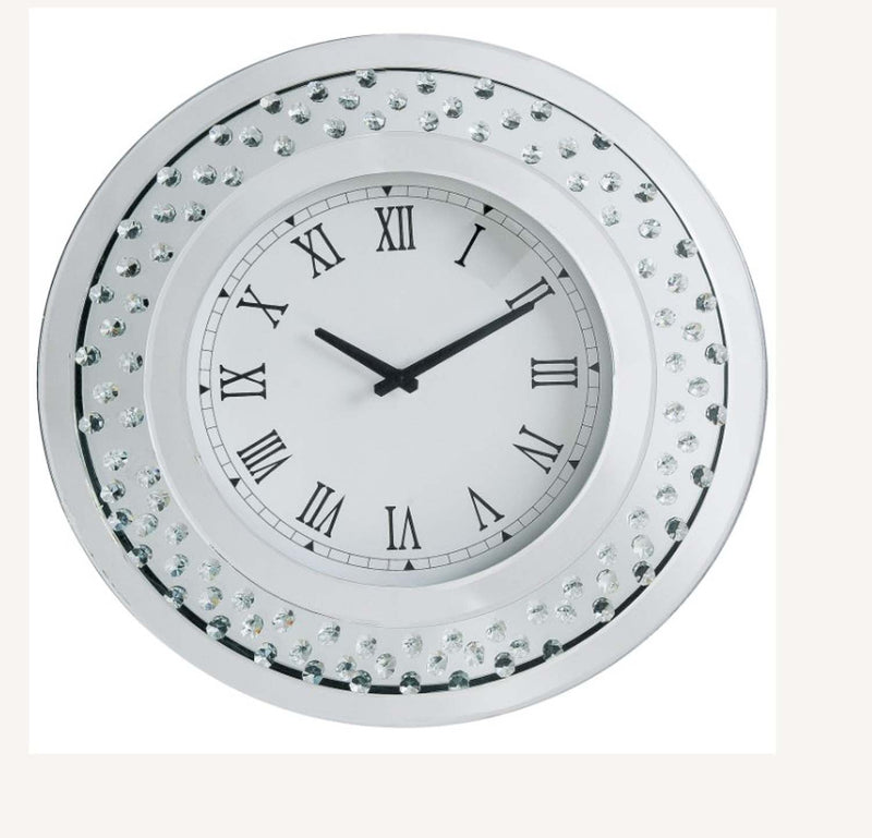 Nysa Wall Clock, Mirrored & Faux Crystals Acme