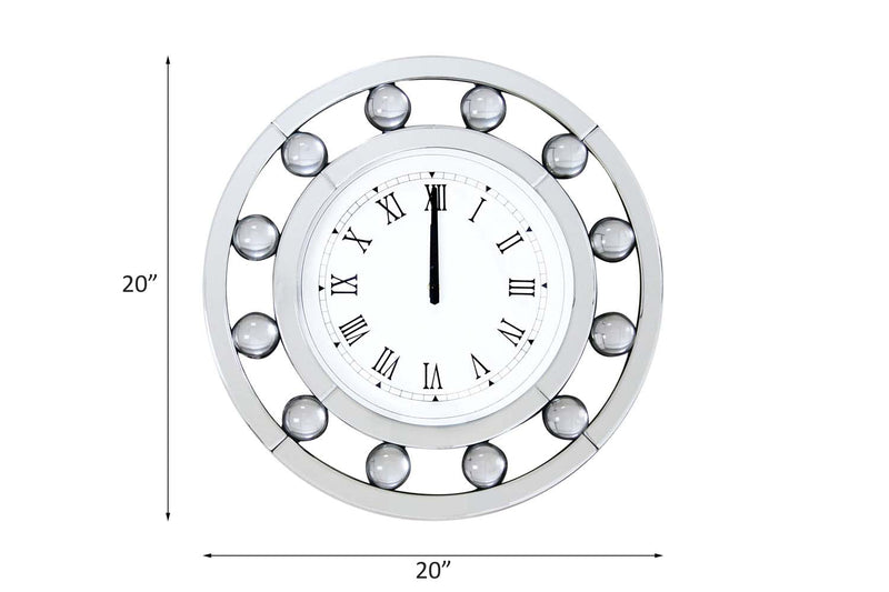Boffa Wall Clock, Mirrored & Geometric Pattern Trim Acme
