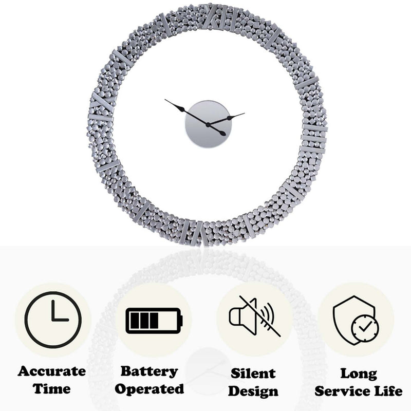 Kachina Wall Clock, Mirrored & Faux Gems Acme