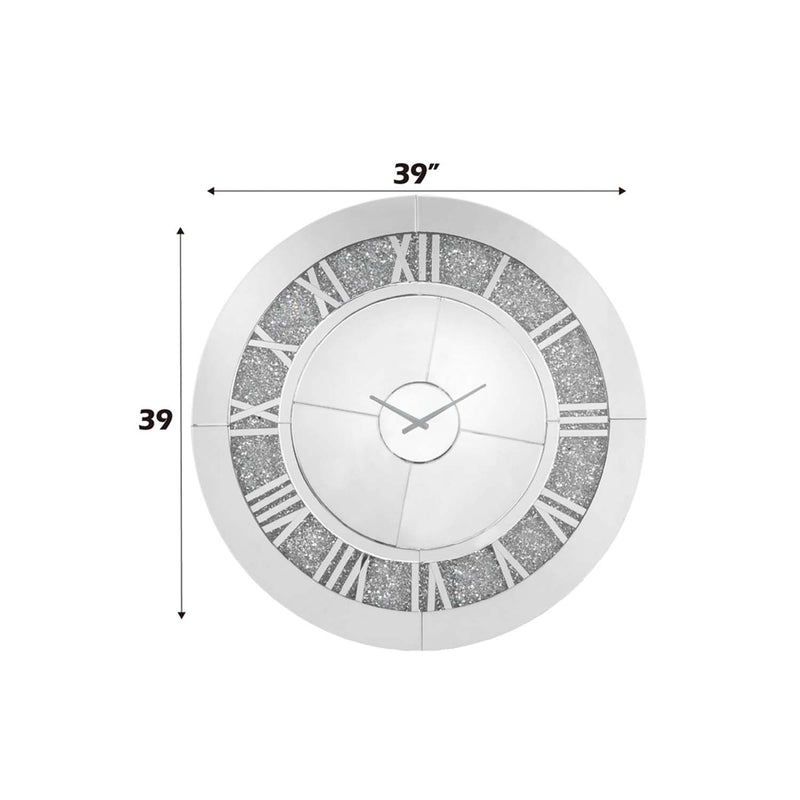 Noralie Wall Clock, Mirrored & Faux Diamonds Acme