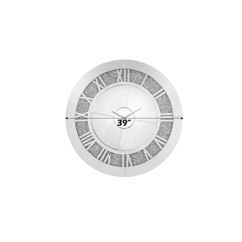 Noralie Wall Clock, Mirrored & Faux Diamonds Acme