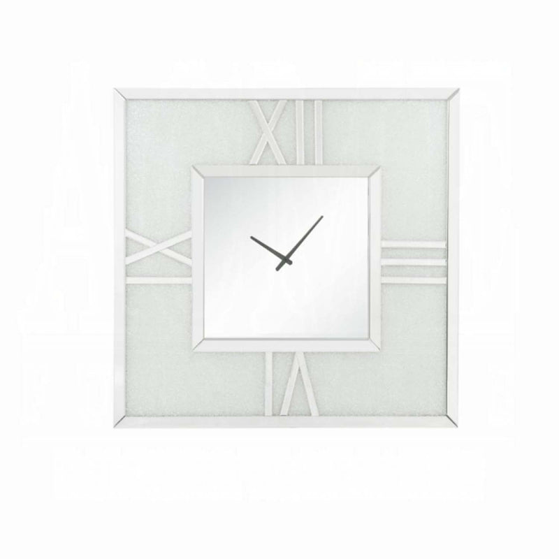 Noralie Wall Clock w/Led, Mirrored & Faux Diamonds Acme