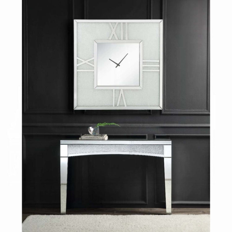 Noralie Wall Clock w/Led, Mirrored & Faux Diamonds Acme