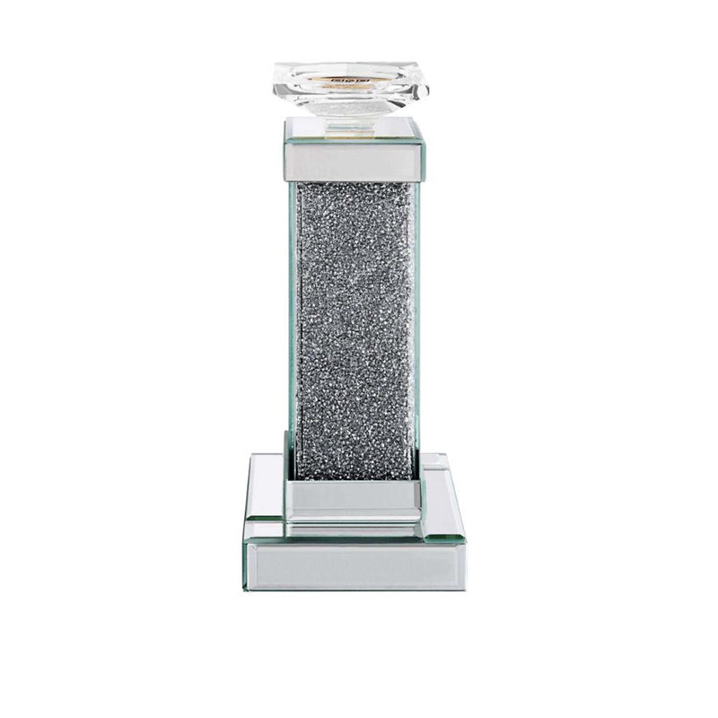 Rekha Candle Holder 2Pc, Mirrored, Faux Diamonds Acme