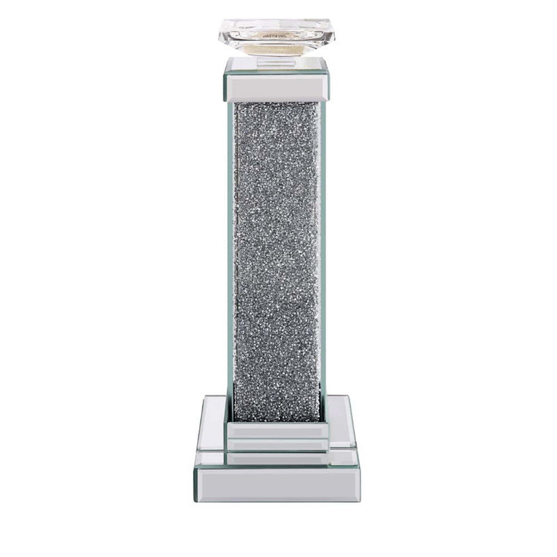 Rekha Candle Holder 2Pc, Mirrored, Faux Diamonds Acme