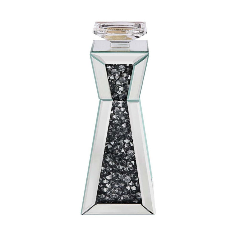 Noralie Candle Holder 2Pc, Mirrored, Faux Diamonds Acme