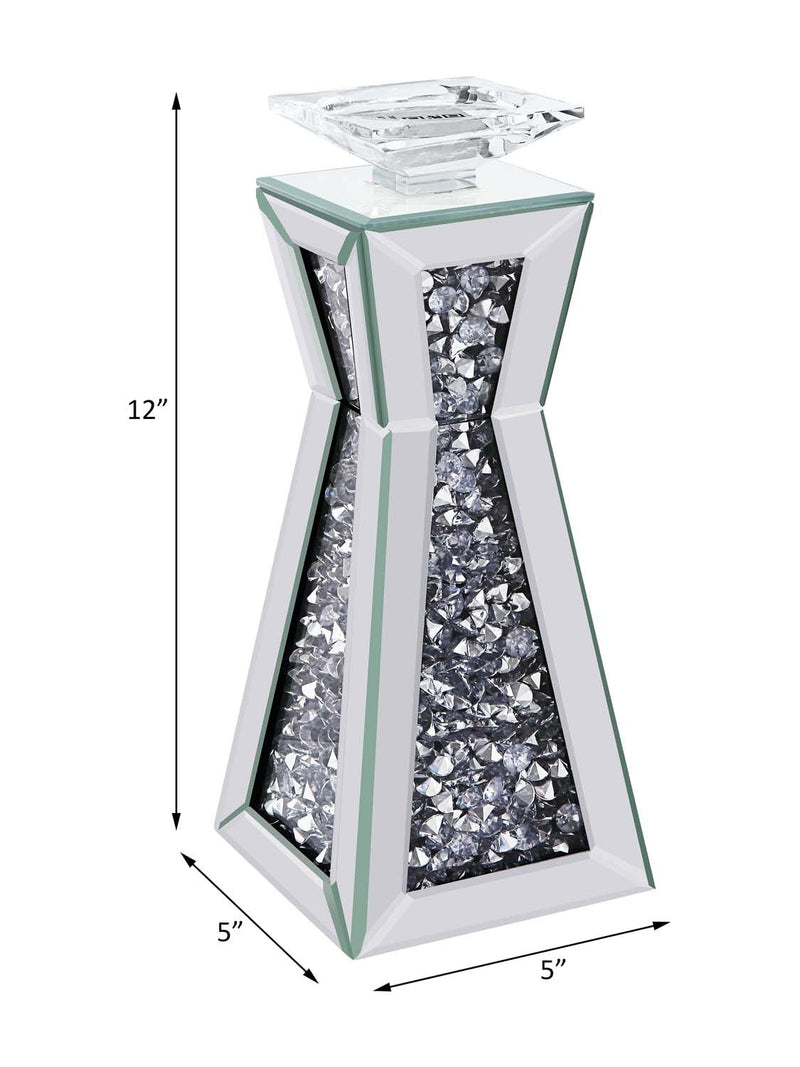 Noralie Candle Holder 2Pc, Mirrored, Faux Diamonds Acme