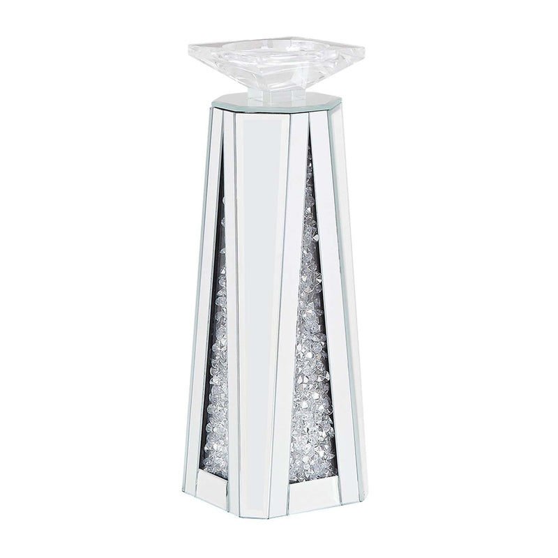 Nowles Candle Holder 2Pc, Mirrored, Faux Diamonds Acme
