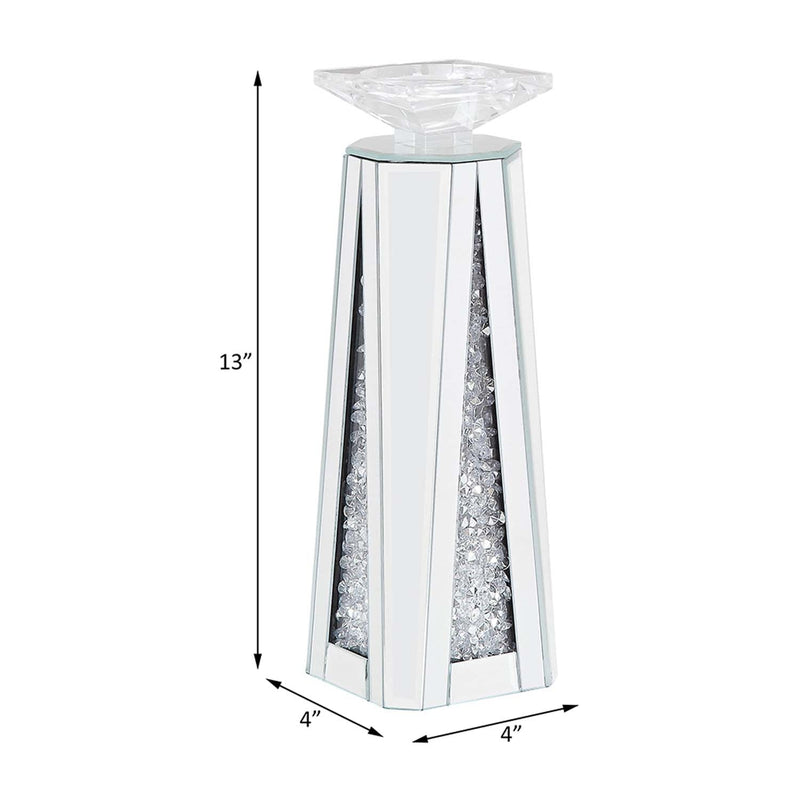 Nowles Candle Holder 2Pc, Mirrored, Faux Diamonds Acme