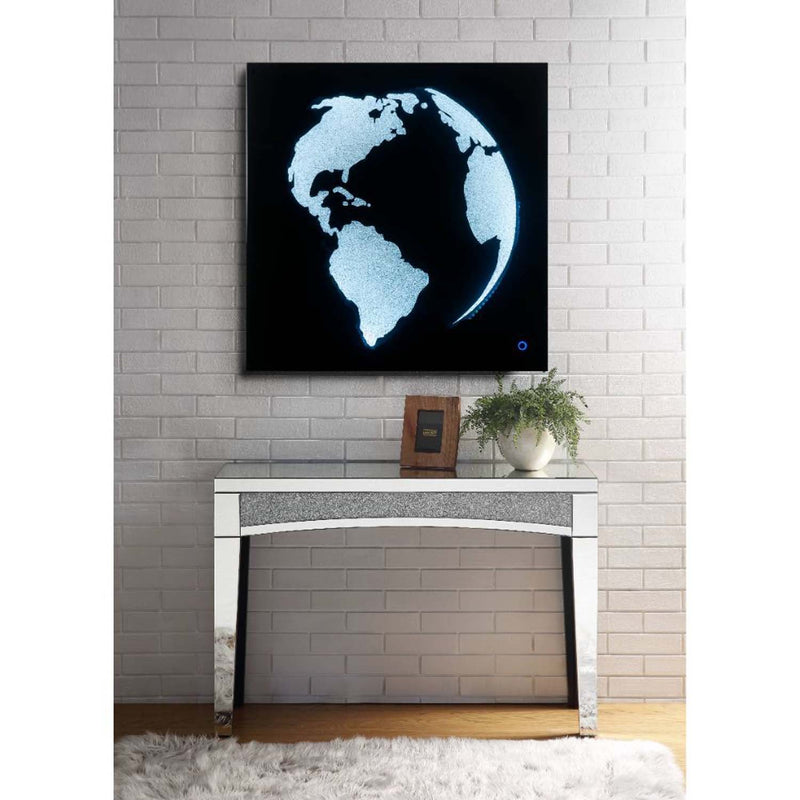 Talisha Wall Art w/Led, Smoky Glass & Faux Crystal Acme