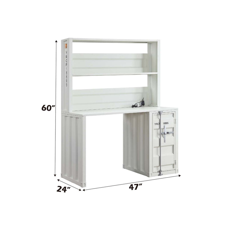 Cargo Writing Desk w/Hutch, White Finish Acme