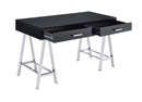 Coleen Writing Desk, Black High Gloss & Chrome Finish Acme