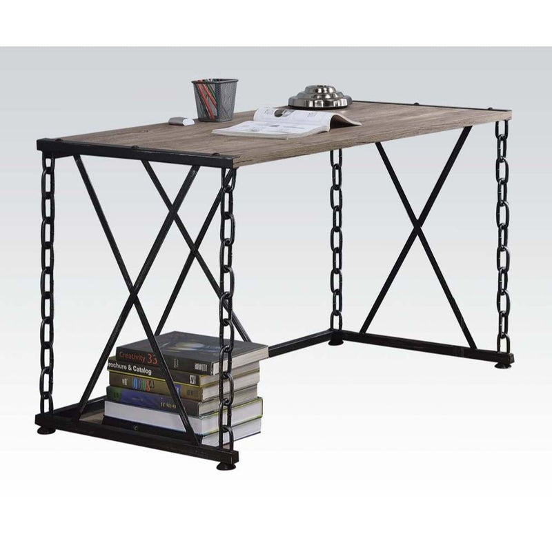 Jodie Writing Desk, Rustic Oak & Antique Black Finish Acme