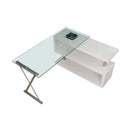 Buck Swivel Writing Desk, Clear Glass Top & White High Gloss Finish Acme
