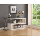 Buck Swivel Writing Desk, Clear Glass Top & White High Gloss Finish Acme