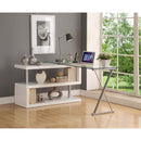 Buck Swivel Writing Desk, Clear Glass Top & White High Gloss Finish Acme