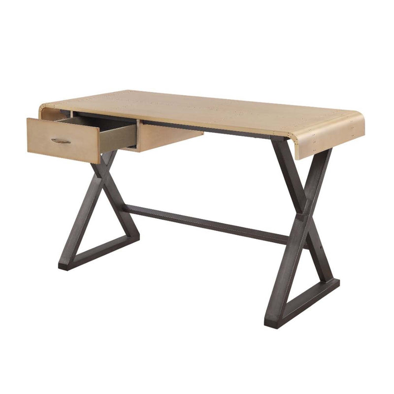 Danton Executive Writing Desk, Gold Aluminum Acme