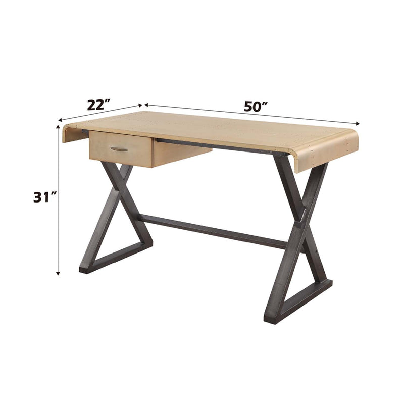 Danton Executive Writing Desk, Gold Aluminum Acme