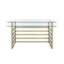 Shona Writing Desk, Clear Glass Top & Antique Gold Finish Acme