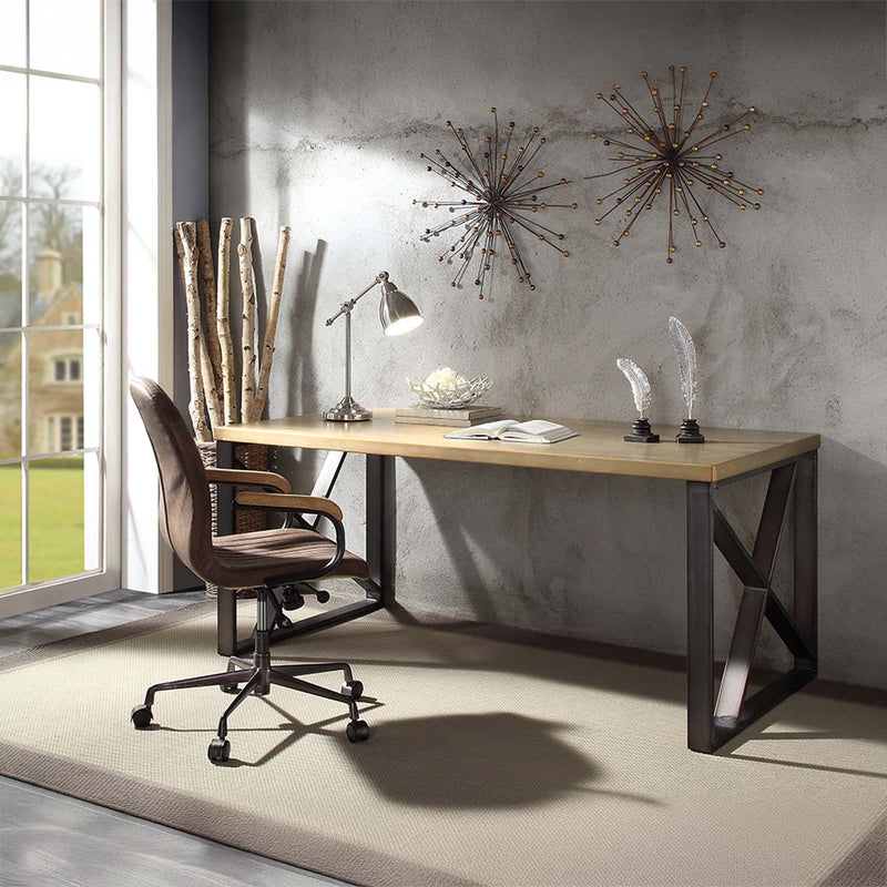 Jennavieve Executive Writing Desk, Gold Aluminum Acme