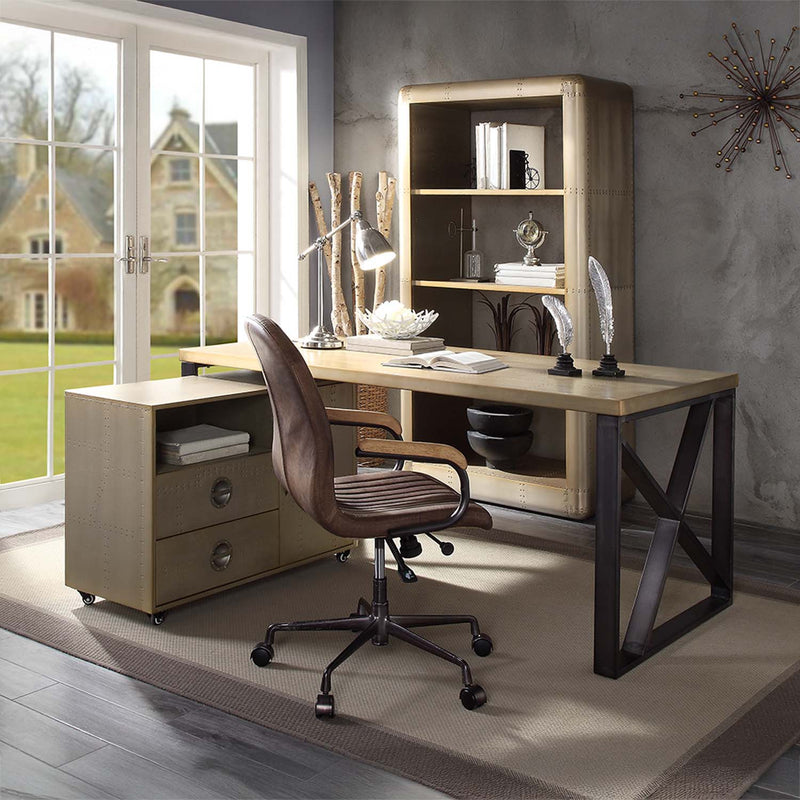 Jennavieve Executive Writing Desk, Gold Aluminum Acme