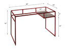 Yasin Writing Desk, Glass Top & Red Finish Acme