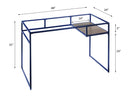 Yasin Writing Desk, Glass Top & Blue Finish Acme