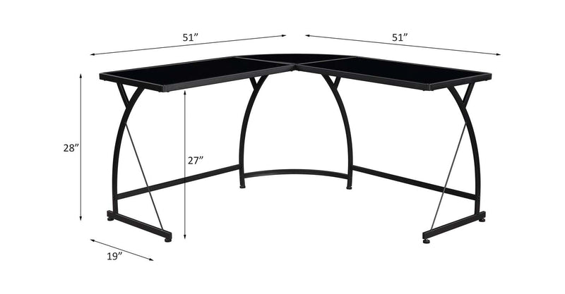 Janison Writing Desk, Black Glass & Black Finish Acme