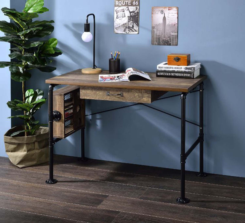 Endang Writing Desk, Weathered Oak & Black Finish Acme