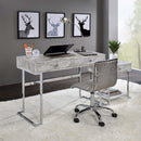 Tigress Writing Desk, White Printed Faux Marble Top & Chrome Finish Acme