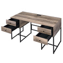 Desirre Writing Desk w/USB, Rustic Oak & Black Finish Acme
