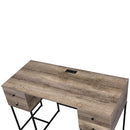 Desirre Writing Desk w/USB, Rustic Oak & Black Finish Acme