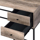 Desirre Writing Desk w/USB, Rustic Oak & Black Finish Acme