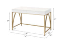 Lightmane Writing Desk, White High Gloss & Gold Finish Acme