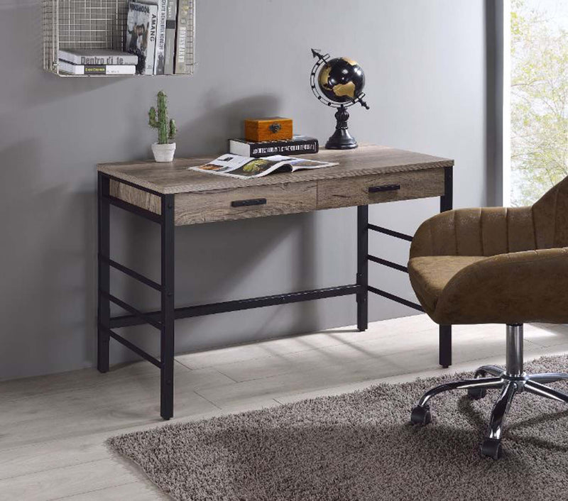 Disho Writing Desk w/USB, Light Weathered Oak & Black Finish Acme