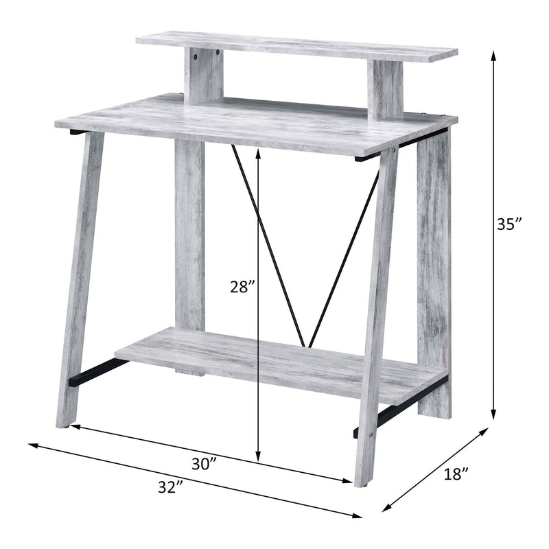 Nypho Writing Desk, Antique White & Black Finish Acme