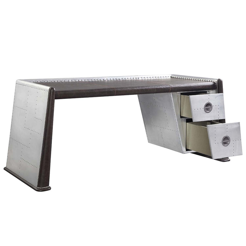 Brancaster Executive Writing Desk, Distress Chocolate Top Grain Leather Acme