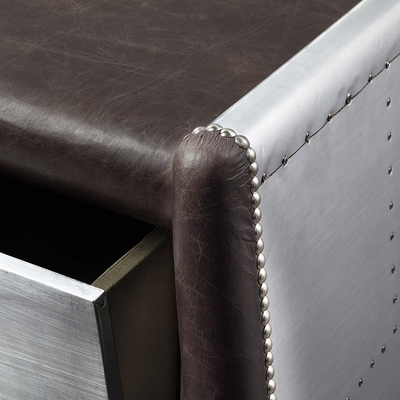 Brancaster Executive Writing Desk, Distress Chocolate Top Grain Leather Acme