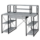 Amiel Writing Desk, Faux Concrete & Black Finish Acme