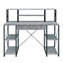Amiel Writing Desk, Faux Concrete & Black Finish Acme