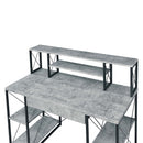 Amiel Writing Desk, Faux Concrete & Black Finish Acme