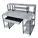 Amiel Writing Desk, Faux Concrete & Black Finish Acme