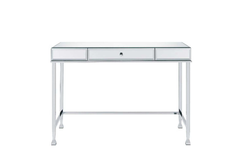 Canine Writing Desk, Mirrored and Chrome Finish Acme