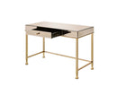 Canine Writing Desk, Smoky Mirrored and Champagne Finish Acme