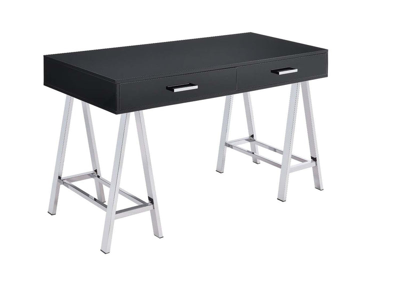 Coleen Writing Desk w/USB, Black High Gloss & Chrome Finish Acme