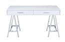 Coleen Writing Desk w/USB, White High Gloss & Chrome Finish Acme