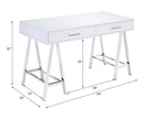 Coleen Writing Desk w/USB, White High Gloss & Chrome Finish Acme