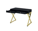 Coleen Writing Desk w/USB, Black & Brass Finish Acme