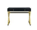 Coleen Writing Desk w/USB, Black & Brass Finish Acme